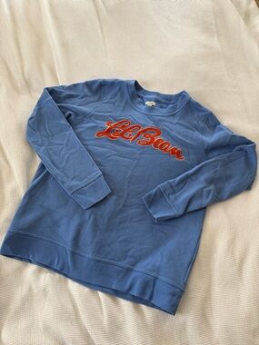 L.L. Bean Light Blue Sweatshirt with Bright Orange Script